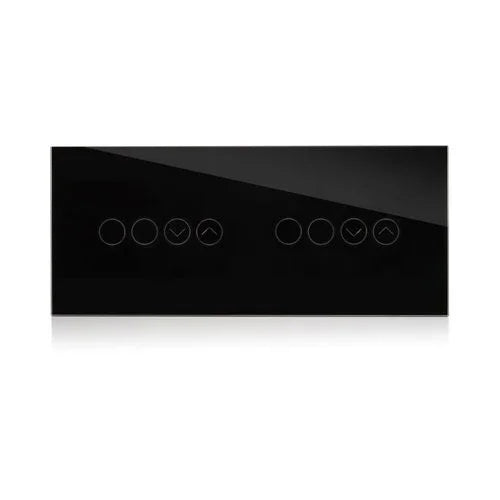 מתג טאץ' חכם משולב 2 תריסים + 4 תאורות זכוכית שחורה 6 מודול WIFI - אור שי סיטונאות חשמל בע״מ