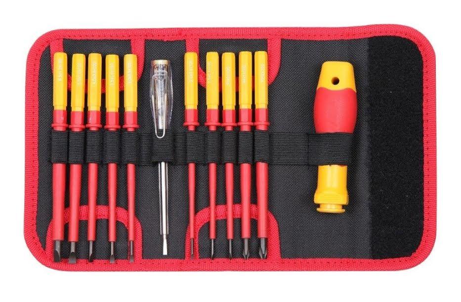 סט מברגים 12 חלקים ראש ומברגים מתחלפים מבודד 1000 וולט - כלי עבודה - Uriel-Shay - אור שי סיטונאות חשמל בע״מ