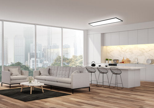 צמוד תקרה מלבן דק שחור TIME 64W 120X30CM IP40 3CCT