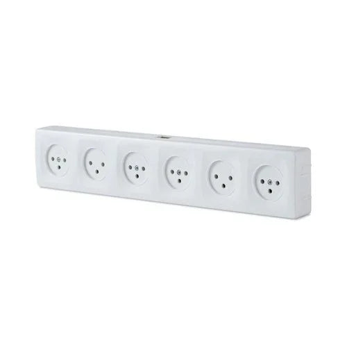 קופסת 6 שקעים לבנה על הטיח SUPER N - אור שי סיטונאות חשמל בע״מ