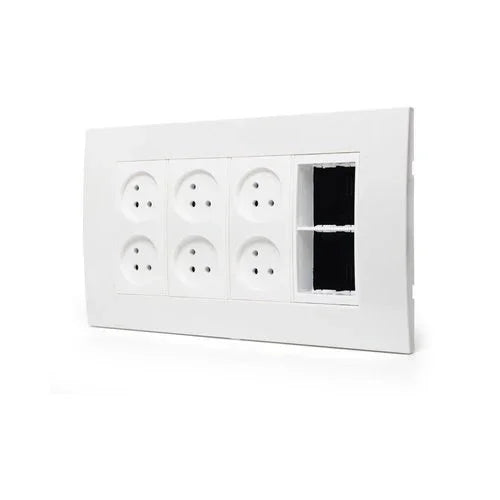 עמדת HOME & OFFICE תחת הטיח 8 מודול, 6 שקעים ומתאם ג - אור שי סיטונאות חשמל בע״מ