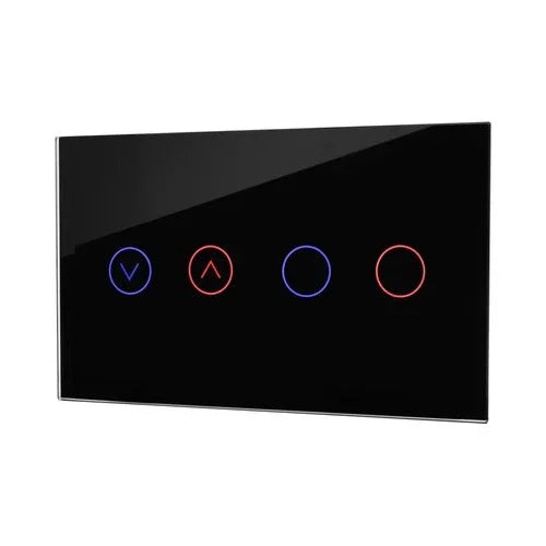 מתג טאץ חכם משולב תריס ו-2 תאורות זכוכית שחורה 3 מודול WIFI - אור שי סיטונאות חשמל בע״מ