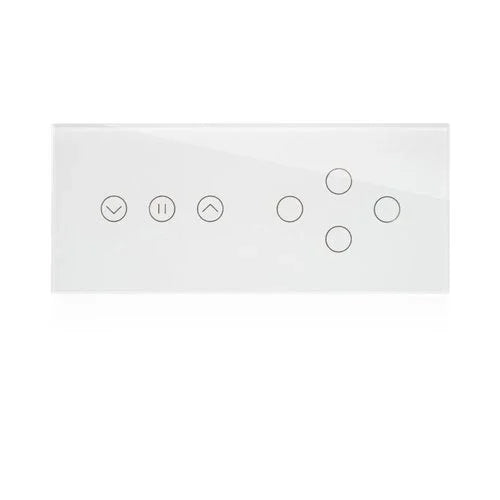 מתג טאץ' חכם משולב תריס + 4 תאורות זכוכית לבנה 6 מודול WIFI - אור שי סיטונאות חשמל בע״מ