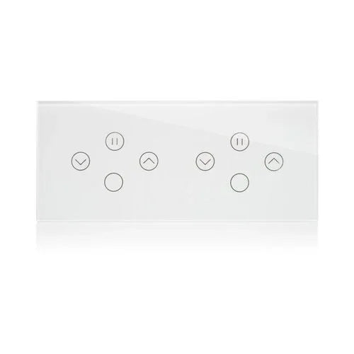 מתג טאץ' חכם משולב 2 תריסים + 2 תאורות זכוכית לבנה 6 מודול WIFI - אור שי סיטונאות חשמל בע״מ