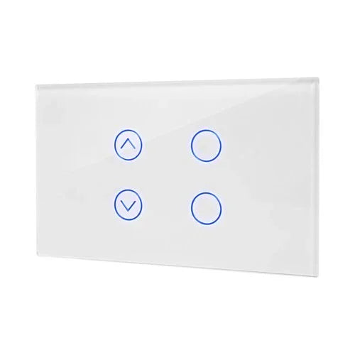 מתג טאץ חכם משולב תריס ו-2 תאורות זכוכית לבנה 3 מודול WIFI - אור שי סיטונאות חשמל בע״מ