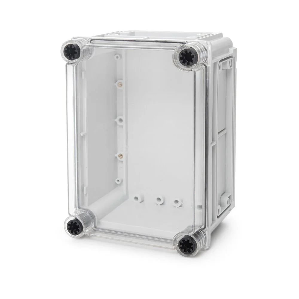 קופסת CI3 נמוכה עם בסיס אפור, מכסה שקוף 250X175X130 - אור שי סיטונאות חשמל בע״מ