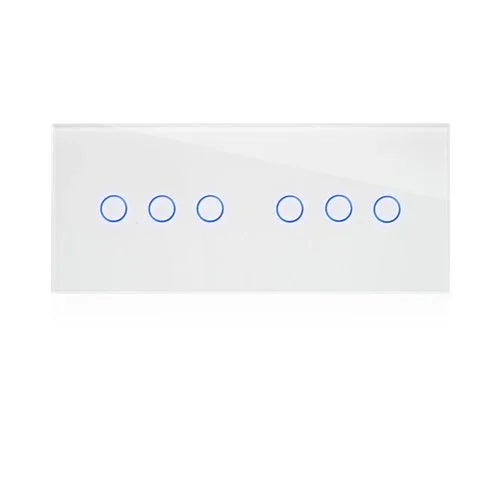 מתג טאץ' חכם לתאורה 6 לחצנים זכוכית לבנה 6 מודול WIFI - אור שי סיטונאות חשמל בע״מ