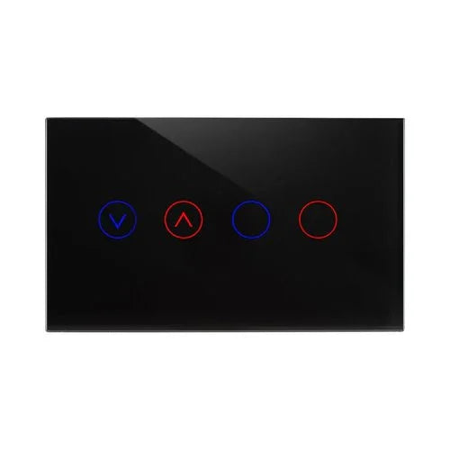 מתג טאץ חכם משולב תריס ו-2 תאורות זכוכית שחורה 3 מודול WIFI - אור שי סיטונאות חשמל בע״מ