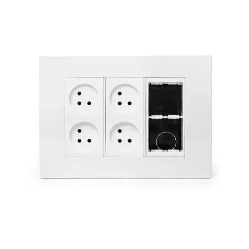 עמדת HOME & OFFICE תחת הטיח 6 מודול, 4 שקעים ומתאם ג - אור שי סיטונאות חשמל בע״מ