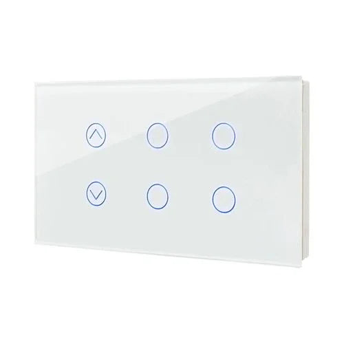 מתג טאץ' חכם משולב תריס + 4 תאורות זכוכית לבנה 4 מודול WIFI - אור שי סיטונאות חשמל בע״מ