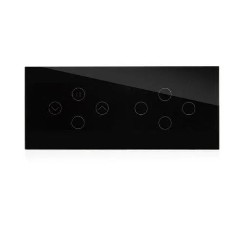 מתג טאץ' חכם משולב תריס + 5 תאורות זכוכית שחורה 6 מודול WIFI - אור שי סיטונאות חשמל בע״מ