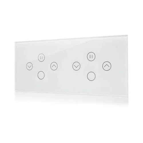 מתג טאץ' חכם משולב 2 תריסים + 2 תאורות זכוכית לבנה 6 מודול WIFI - אור שי סיטונאות חשמל בע״מ