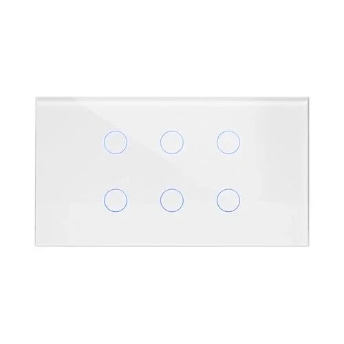 מתג טאץ' חכם לתאורה 6 לחצנים זכוכית לבנה 4 מודול WIFI - אור שי סיטונאות חשמל בע״מ