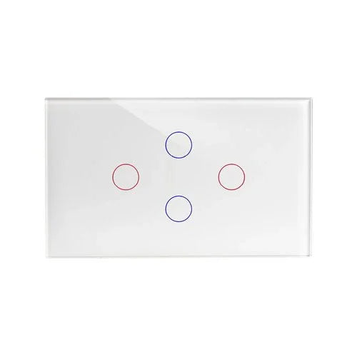 מתג טאץ' חכם לתאורה 4 לחצנים זכוכית לבנה 3 מודול WIFI - אור שי סיטונאות חשמל בע״מ