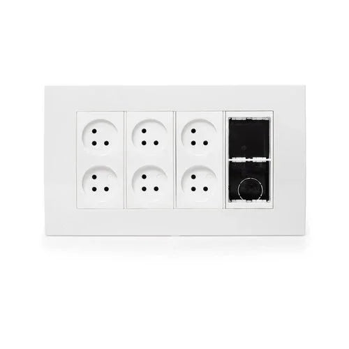 עמדת HOME & OFFICE תחת הטיח 8 מודול, 6 שקעים ומתאם ג - אור שי סיטונאות חשמל בע״מ