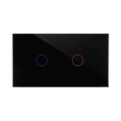 מתג טאץ' חכם לתאורה 2 לחצנים זכוכית שחורה 4 מודול WIFI - אור שי סיטונאות חשמל בע״מ