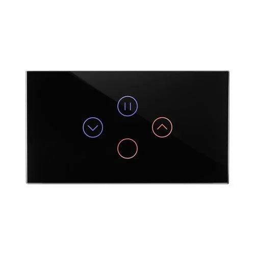 מתג טאץ חכם משולב תריס + תאורה זכוכית שחורה 4 מודול WIFI - אור שי סיטונאות חשמל בע״מ