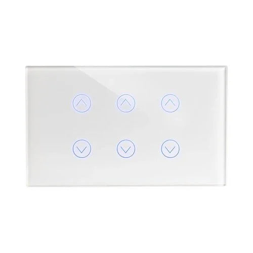 מתג טאץ' חכם ל-3 תריסים זכוכית לבנה 3 מודול WIFI - אור שי סיטונאות חשמל בע״מ