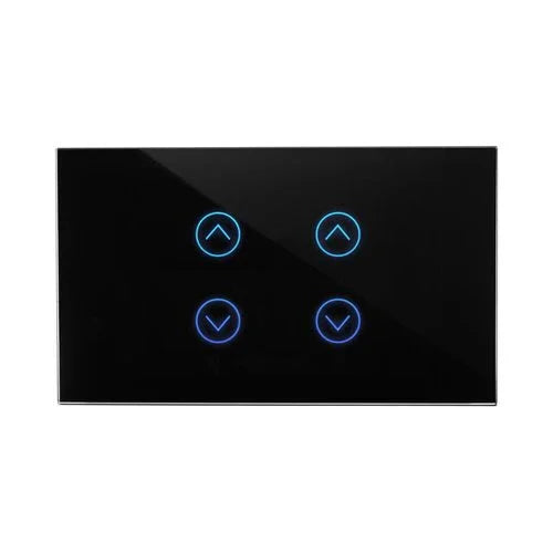 מתג טאץ חכם לתריס כפול זכוכית שחורה 3 מודול WIFI - אור שי סיטונאות חשמל בע״מ