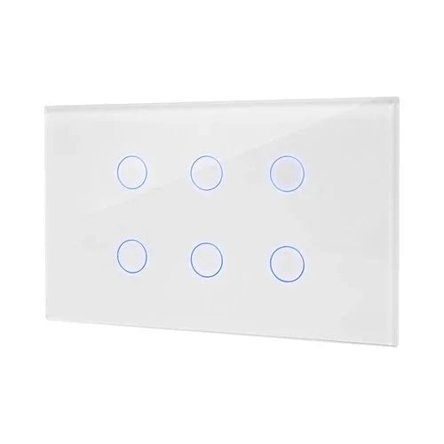 מתג טאץ' חכם לתאורה 6 לחצנים זכוכית לבנה 3 מודול WIFI - אור שי סיטונאות חשמל בע״מ