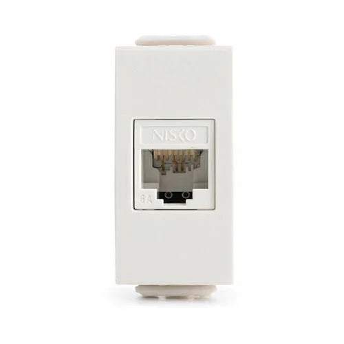 שקע מחשב לא מסוכך RJ45 CAT6A UTP, לבן 1M ניסקו סוויץ' - אור שי סיטונאות חשמל בע״מ