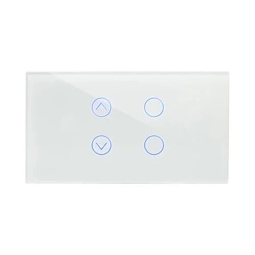 מתג טאץ חכם משולב תריס ו-2 תאורות זכוכית לבנה 4 מודול WIFI - אור שי סיטונאות חשמל בע״מ