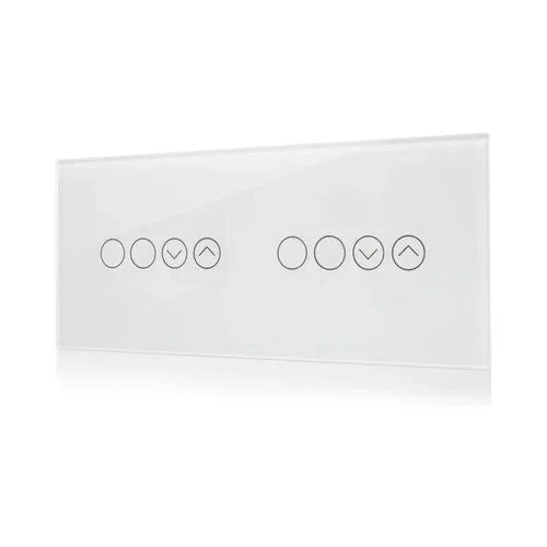 מתג טאץ' חכם משולב 2 תריסים + 4 תאורות זכוכית לבנה 6 מודול WIFI - אור שי סיטונאות חשמל בע״מ