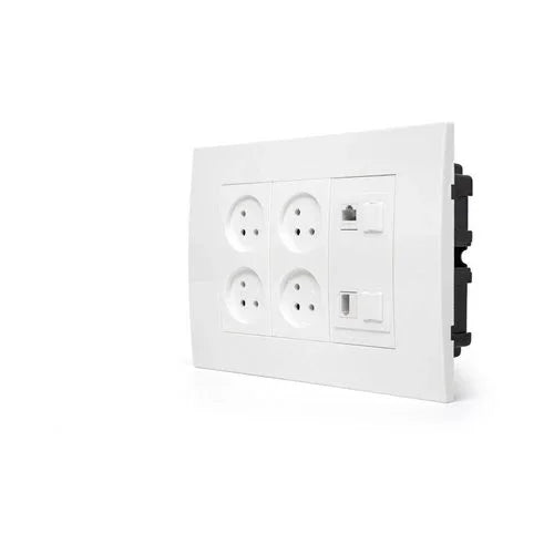 עמדת HOME & OFFICE תחת הטיח 6 מודול, 4 שקעים, 1 מחשב 1 טלפון - אור שי סיטונאות חשמל בע״מ