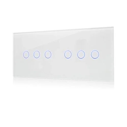 מתג טאץ' חכם לתאורה 6 לחצנים זכוכית לבנה 6 מודול WIFI - אור שי סיטונאות חשמל בע״מ