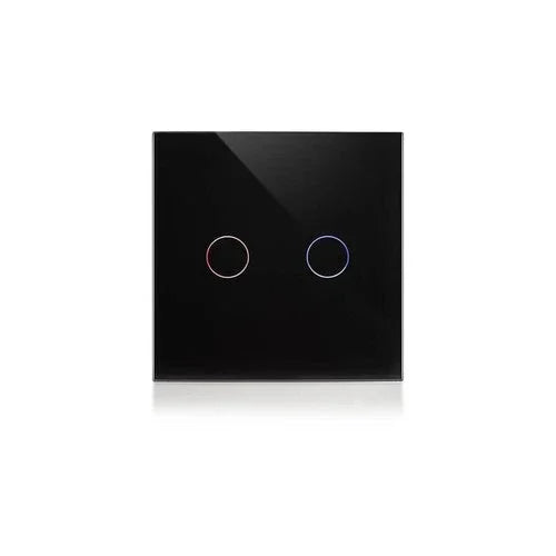 מתג טאץ' חכם לתאורה 2 לחצנים זכוכית שחורה WIFI 60mm - אור שי סיטונאות חשמל בע״מ