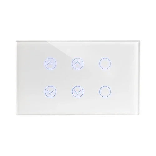 מתג טאץ' חכם משולב 2 תריסים + 2 תאורות זכוכית לבנה 3 מודול WIFI - אור שי סיטונאות חשמל בע״מ