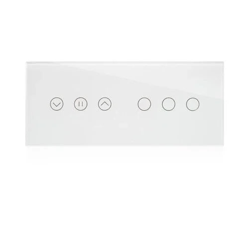 מתג טאץ' חכם משולב תריס + 3 תאורות זכוכית לבנה 6 מודול WIFI - אור שי סיטונאות חשמל בע״מ