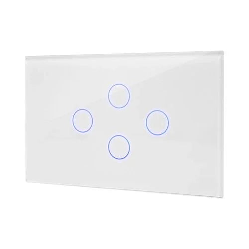 מתג טאץ' חכם לתאורה 4 לחצנים זכוכית לבנה 3 מודול WIFI - אור שי סיטונאות חשמל בע״מ