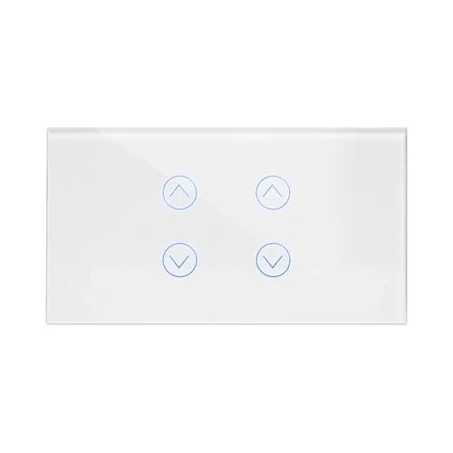 מתג טאץ חכם לתריס כפול זכוכית לבנה 4 מודול WIFI - אור שי סיטונאות חשמל בע״מ