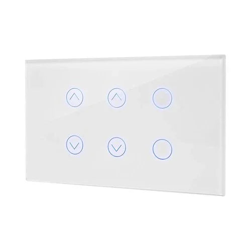 מתג טאץ' חכם משולב 2 תריסים + 2 תאורות זכוכית לבנה 3 מודול WIFI - אור שי סיטונאות חשמל בע״מ