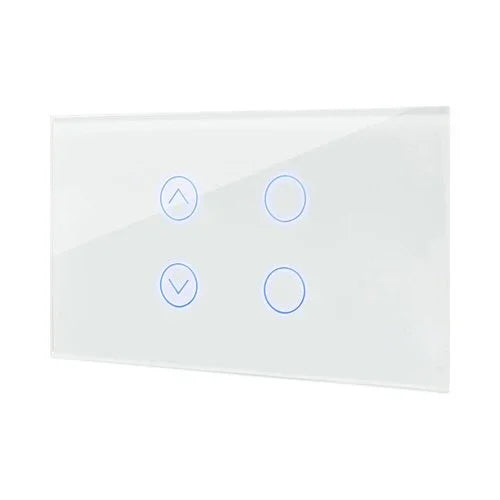 מתג טאץ חכם משולב תריס ו-2 תאורות זכוכית לבנה 4 מודול WIFI - אור שי סיטונאות חשמל בע״מ