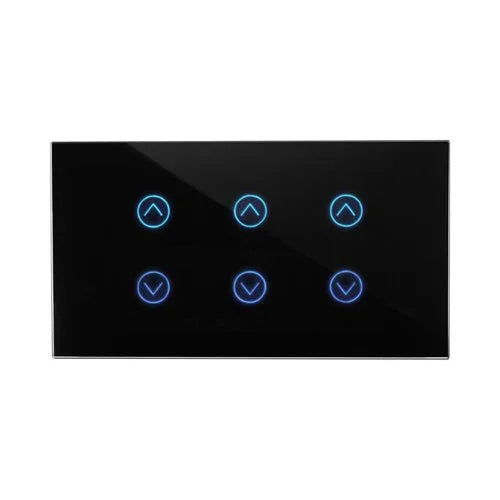 מתג טאץ' חכם ל-3 תריסים זכוכית שחורה 4 מודול WIFI - אור שי סיטונאות חשמל בע״מ