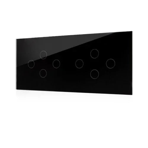 מתג טאץ' חכם לתאורה 8 לחצנים זכוכית שחורה 6 מודול WIFI - אור שי סיטונאות חשמל בע״מ