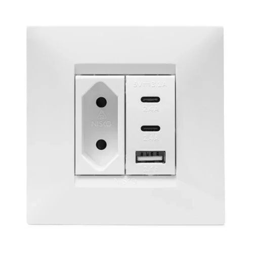 שקע דו פיני 1 מודול לבן ניסקו סוויץ' - אור שי סיטונאות חשמל בע״מ