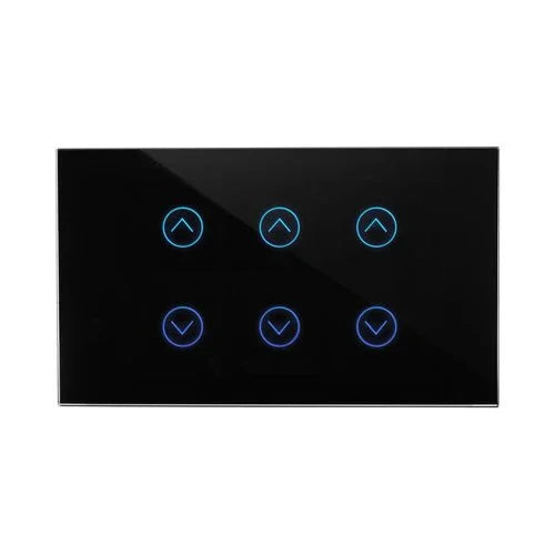 מתג טאץ' חכם ל-3 תריסים זכוכית שחורה 3 מודול WIFI - אור שי סיטונאות חשמל בע״מ