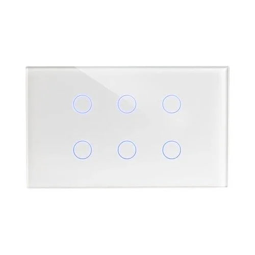 מתג טאץ' חכם לתאורה 6 לחצנים זכוכית לבנה 3 מודול WIFI - אור שי סיטונאות חשמל בע״מ