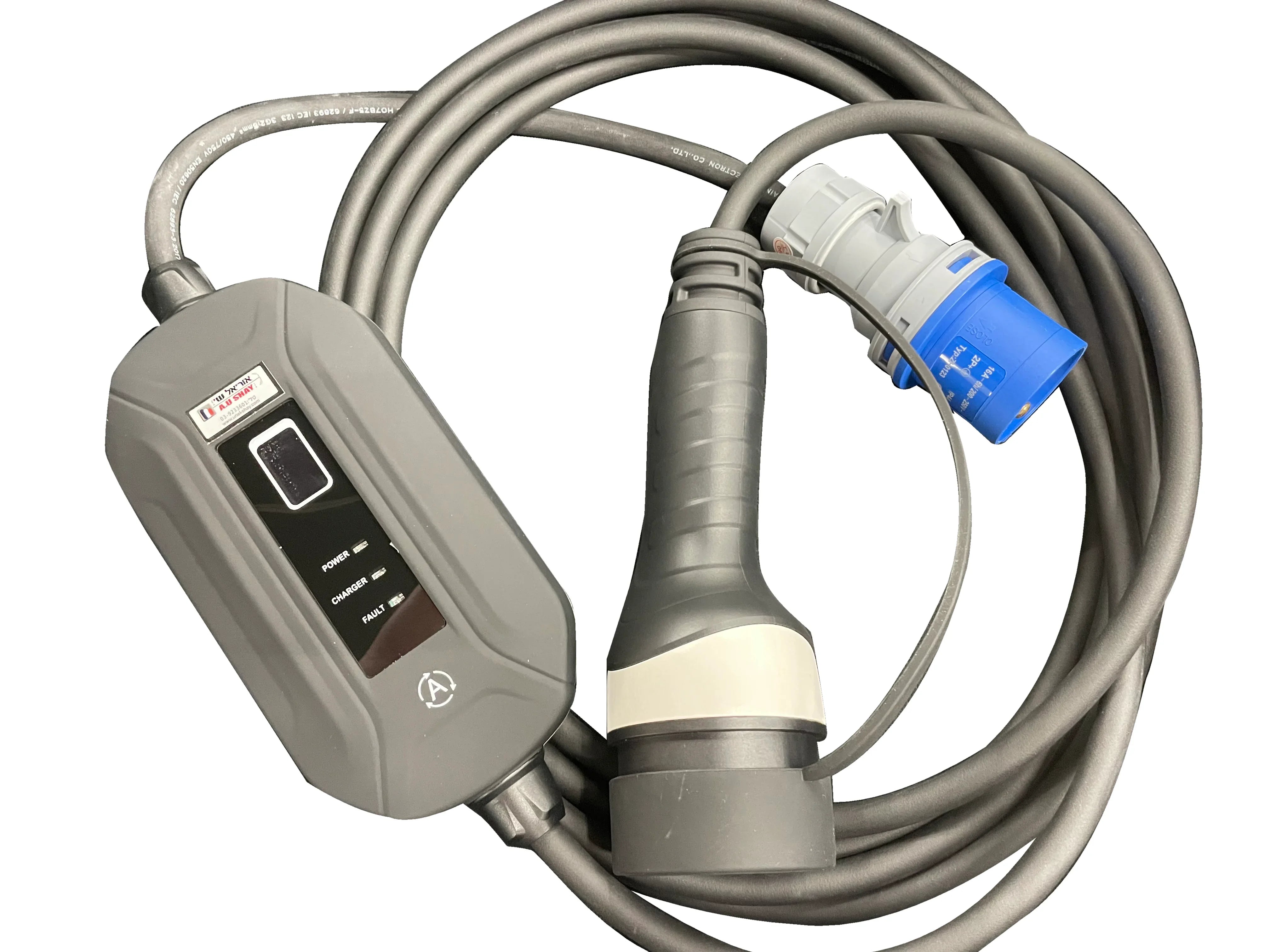 מטען נייד חד פאזי MODE 2 עם תיק נשיאה 16A - איכותי - כבל ניאופרן - אביזרי חשמל ותשתיות - Uriel-Shay - אור שי סיטונאות חשמל בע״מ