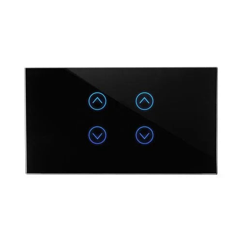 מתג טאץ חכם לתריס כפול זכוכית שחורה 4 מודול WIFI - אור שי סיטונאות חשמל בע״מ