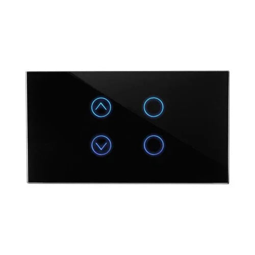 מתג טאץ חכם משולב תריס ו-2 תאורות זכוכית שחורה 4 מודול WIFI - אור שי סיטונאות חשמל בע״מ