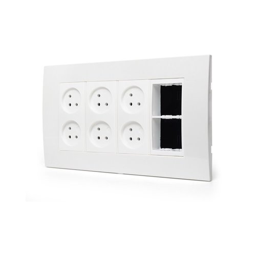 עמדת HOME & OFFICE תחת הטיח 8 מודול, 6 שקעים ומתאם ג