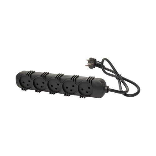 רב שקע שחור 5 שקעים + כבל כ-1 מטר