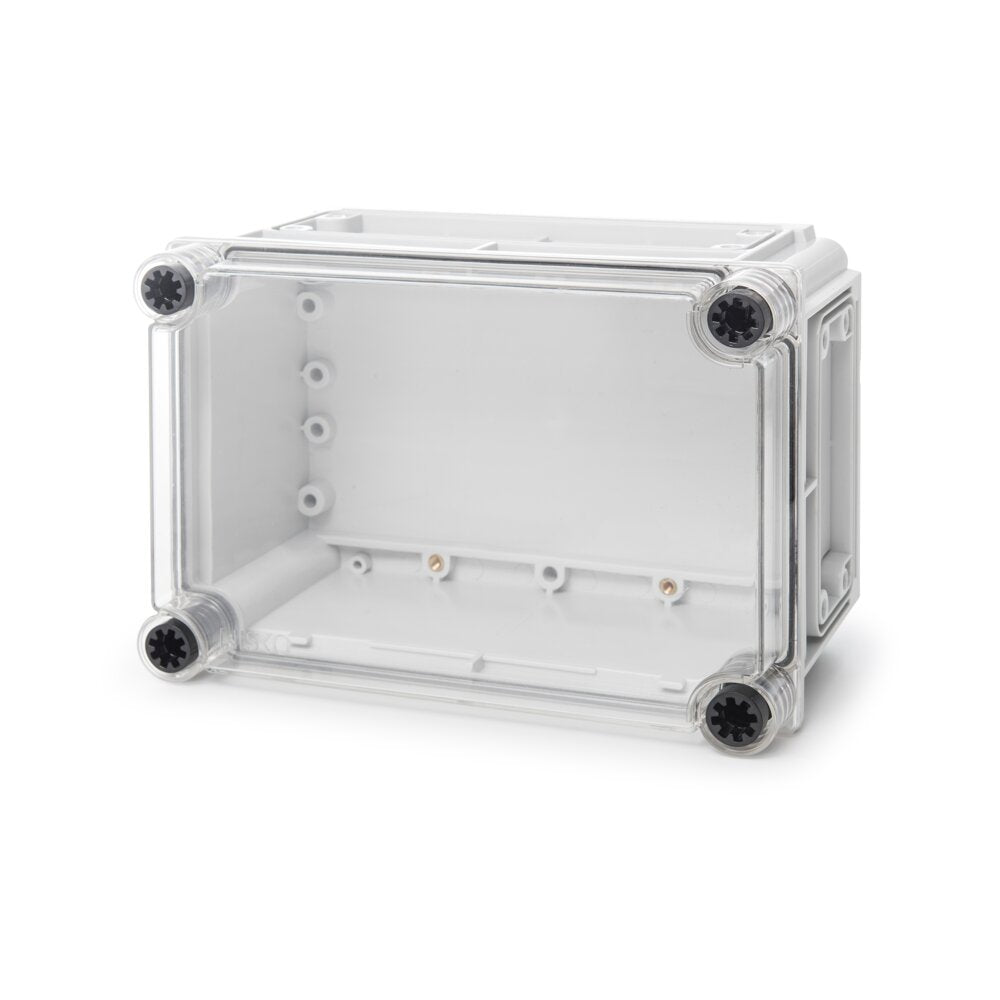 קופסת CI3 עם בסיס אפור, מכסה שקוף 250X175X150