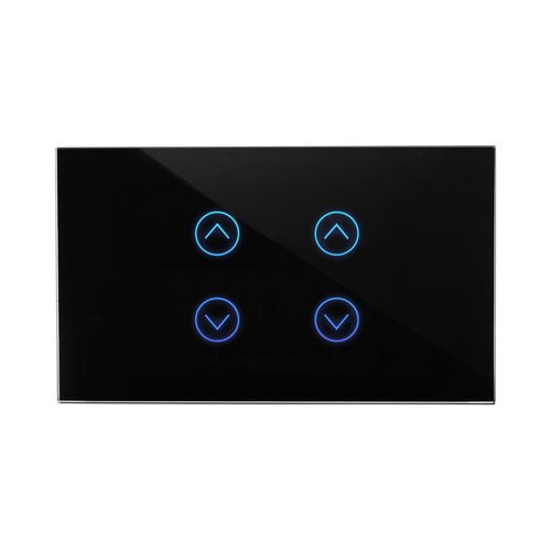 מתג טאץ' חכם ל-2 תריסים זכוכית שחורה 3 מודול ZIGBEE