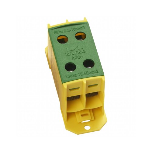 מהדק כפול לפס דין KL 2x50PE צהוב/ירוק - הארקה
