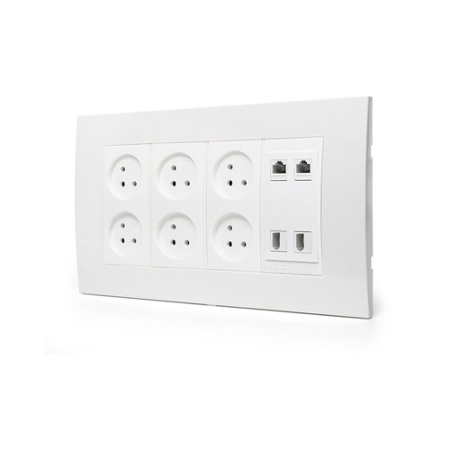 עמדת HOME & OFFICE תחת הטיח 8 מודול, 6 שקעים, 2 מחשב 2 טלפון